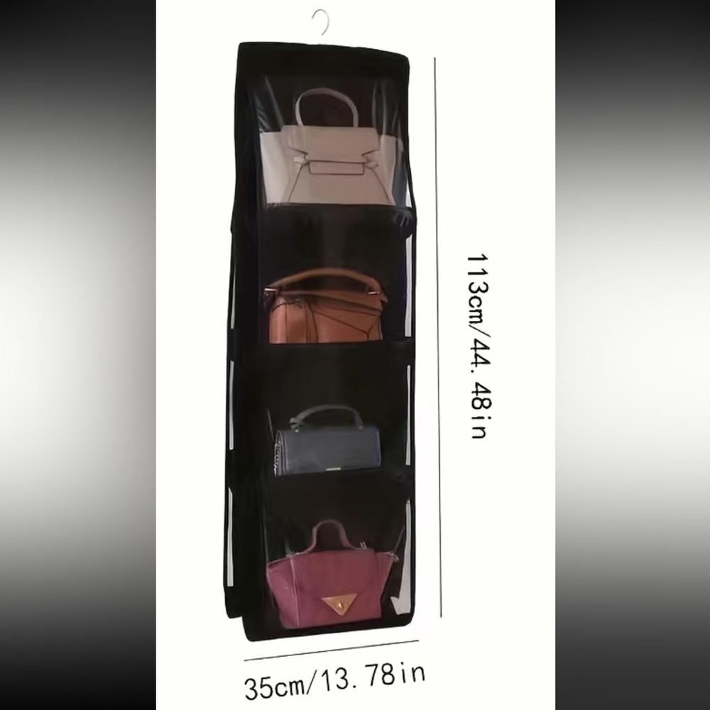 2 pack 8 Pocket Bag Organizer With Hanger Black - Picture 4 of 17